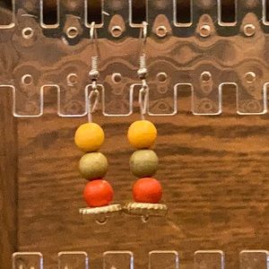 Yellow, Red, and Green Dangly Earrings
